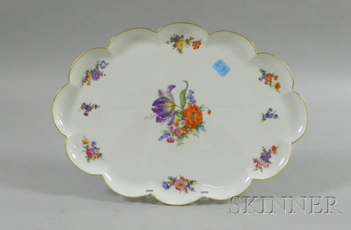 Appraisal: Limoges Hand-painted Oval Platter lobed gilt edge with central floral