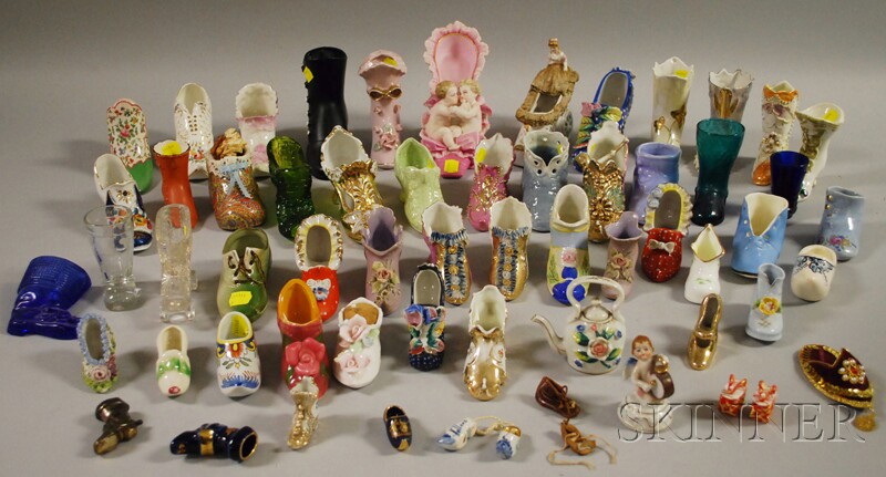 Appraisal: Collection of Miniature Ceramic and Glass Shoes and Boots approx