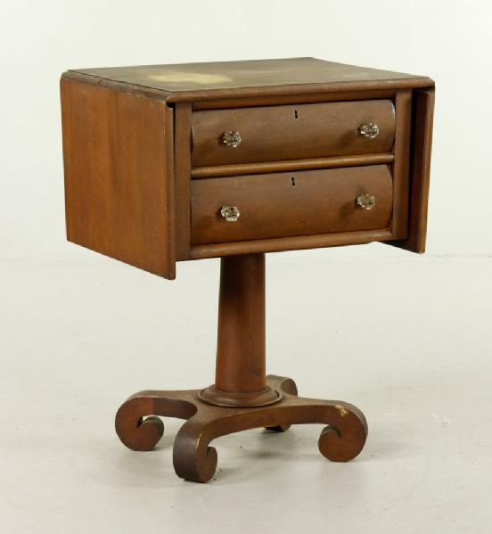 Appraisal: - Empire Mahogany Sewing Stand Empire sewing stand two drawer