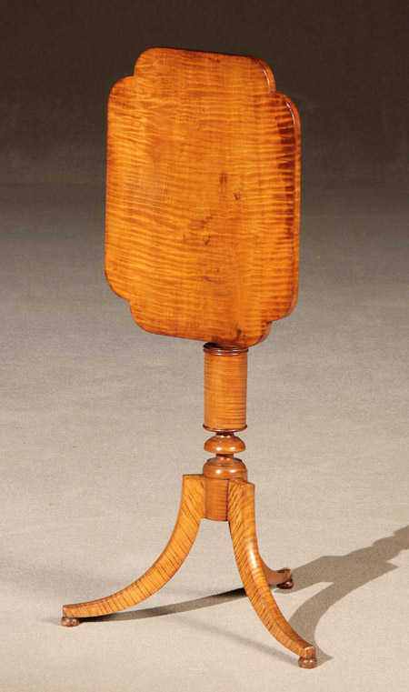 Appraisal: Federal Curly Maple Candlestand New England Circa Slight warp to