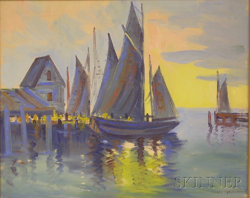 Appraisal: Ernest T Fredericks American - Harbor View with Sailboats Signed