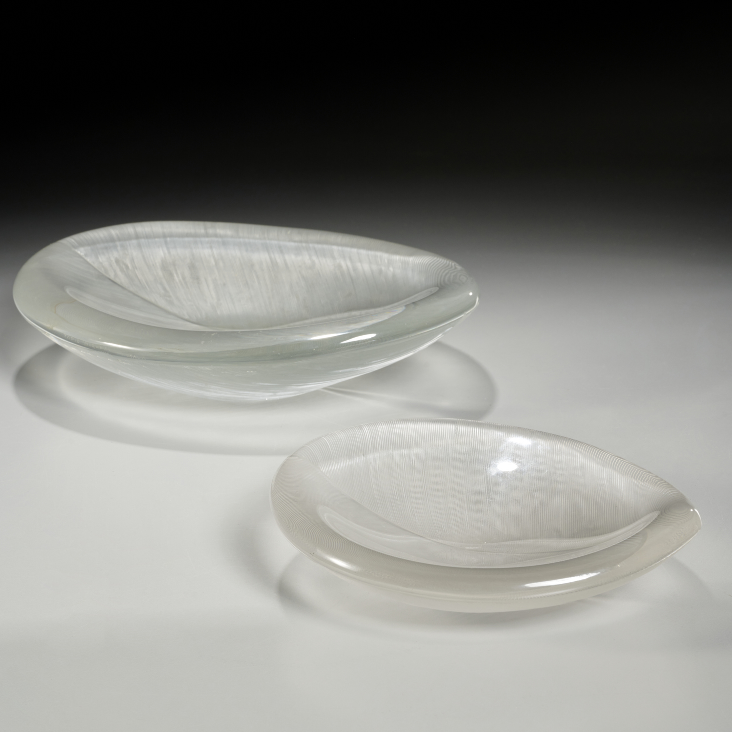 Appraisal: TAPIO WIRKKALA FOR IITTALA GLASS LEAF DISHES th c Finnish