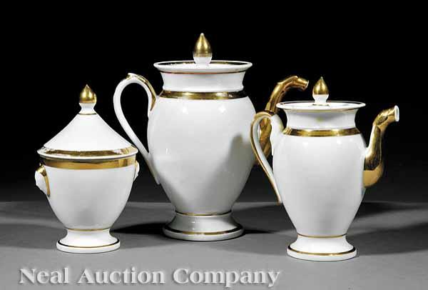 Appraisal: A Paris Porcelain Gilt-Decorated Coffee and Tea Set early th