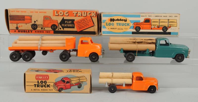 Appraisal: Lot Of Hubley Log Trucks With Original Boxes This is