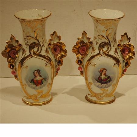 Appraisal: Pair of French Porcelain Portrait Vases Estimate -