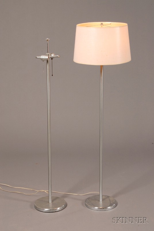 Appraisal: Two Walter Von Nessen Floor Lamps Chromed metal New York