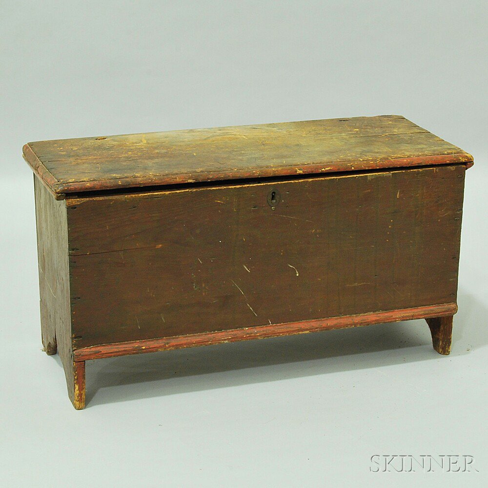 Appraisal: Small Brown-painted Six-board Chest New England th th century the