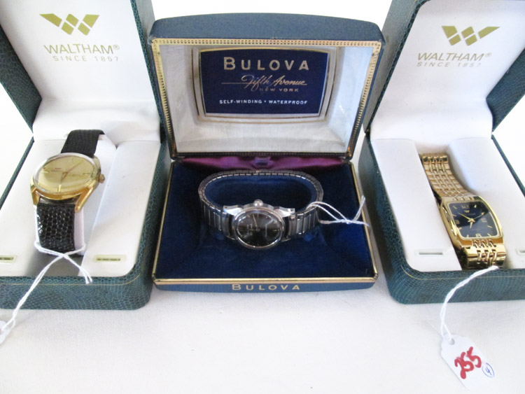 Appraisal: FOUR TIMEPIECES including Bulova self winding jewel wristwatch with original