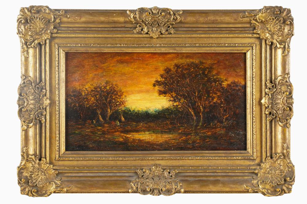 Appraisal: RALPH ALBERT BLAKELOCK - LANDSCAPE WITH TEEPEESoil on canvas signed