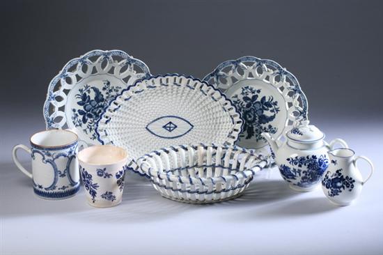 Appraisal: PIECES DR WALL PERIOD WORCESTER BLUE WHITE SOFT PASTE PORCELAIN