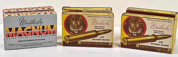 Appraisal: Weatherby Ammo Lot Six -rd boxes Weatherby ammo Condition boxes