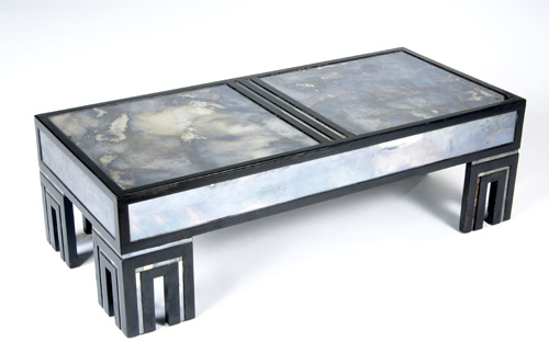 Appraisal: ART DECO Coffee table with ebonized wood frame and mirrored