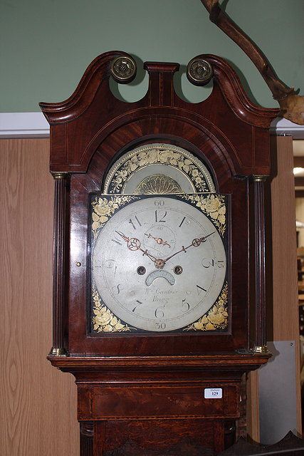 Appraisal: A GEORGIAN OAK LONG-CASE CLOCK with mahogany cross-banded decoration with