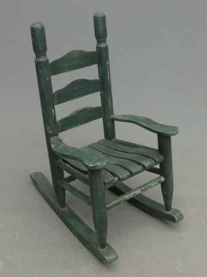 Appraisal: Child's rocking chair in green paint '' Overall Ht