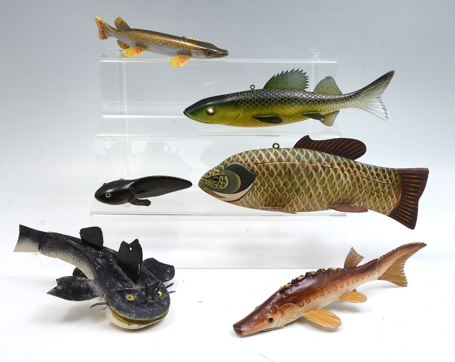 Appraisal: SIX PIECE FISH DECOY LOT To Include Walleye by B