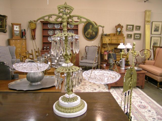 Appraisal: Decorative marble base scales with brass finial and crystal prisms