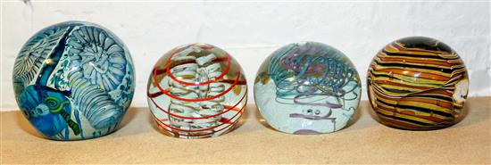 Appraisal: Sale Lot Four Glass Paperweights th century various artists forms