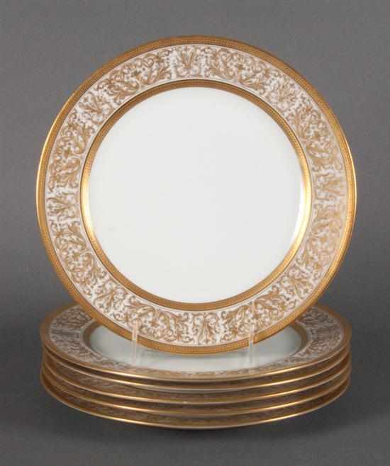 Appraisal: Set of six Charles Ahrenfeldt porcelain dinner plates first quarter-