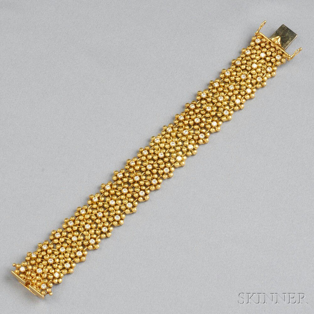 Appraisal: kt Gold and Diamond Bracelet Temple St Clair designed as