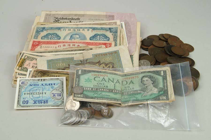 Appraisal: COINS LOT OF CANADIAN AND WORLD MONEY Lot includes Thirty-seven