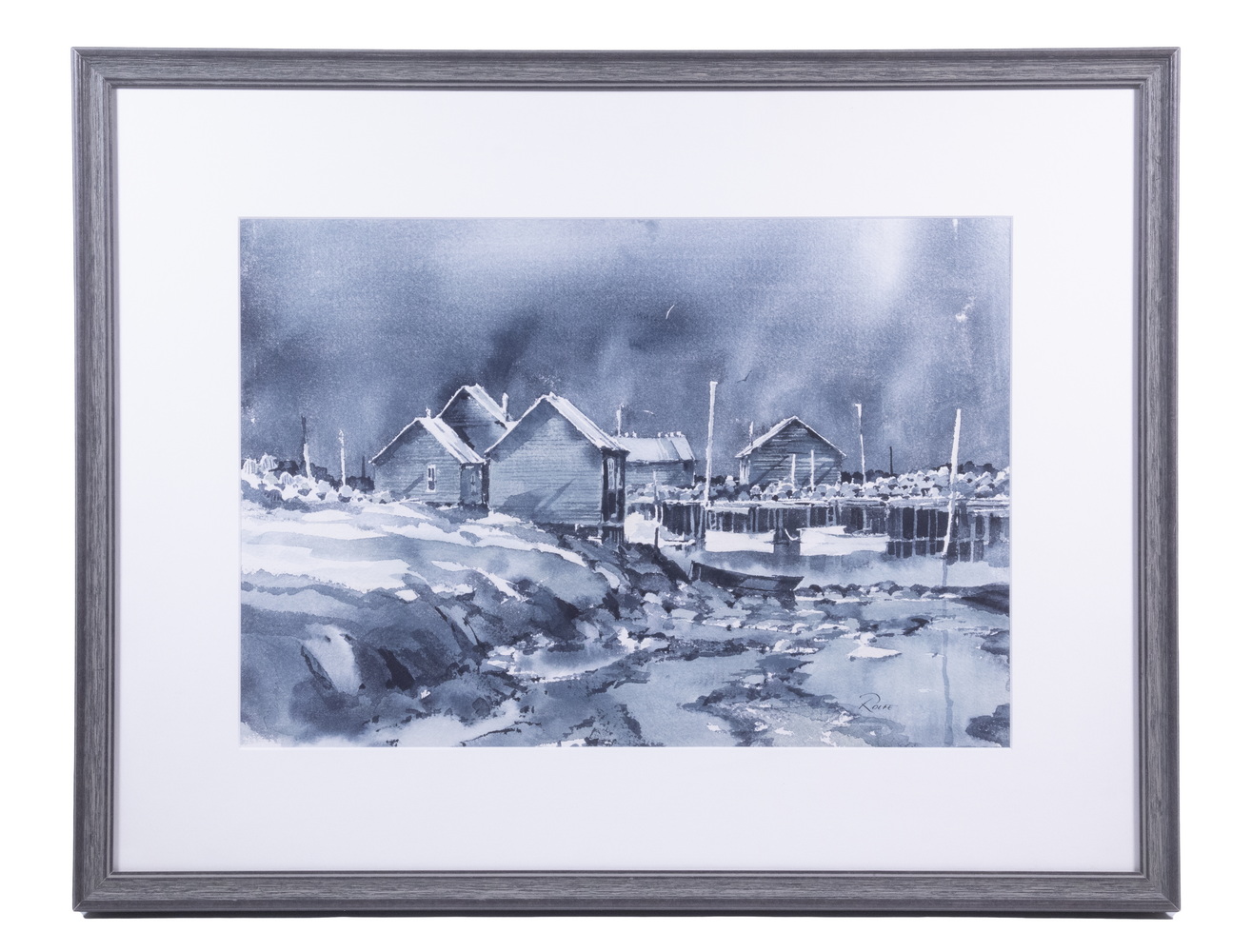 Appraisal: PETER ROLFE ME MA EUROPE - Winter Docks watercolor on