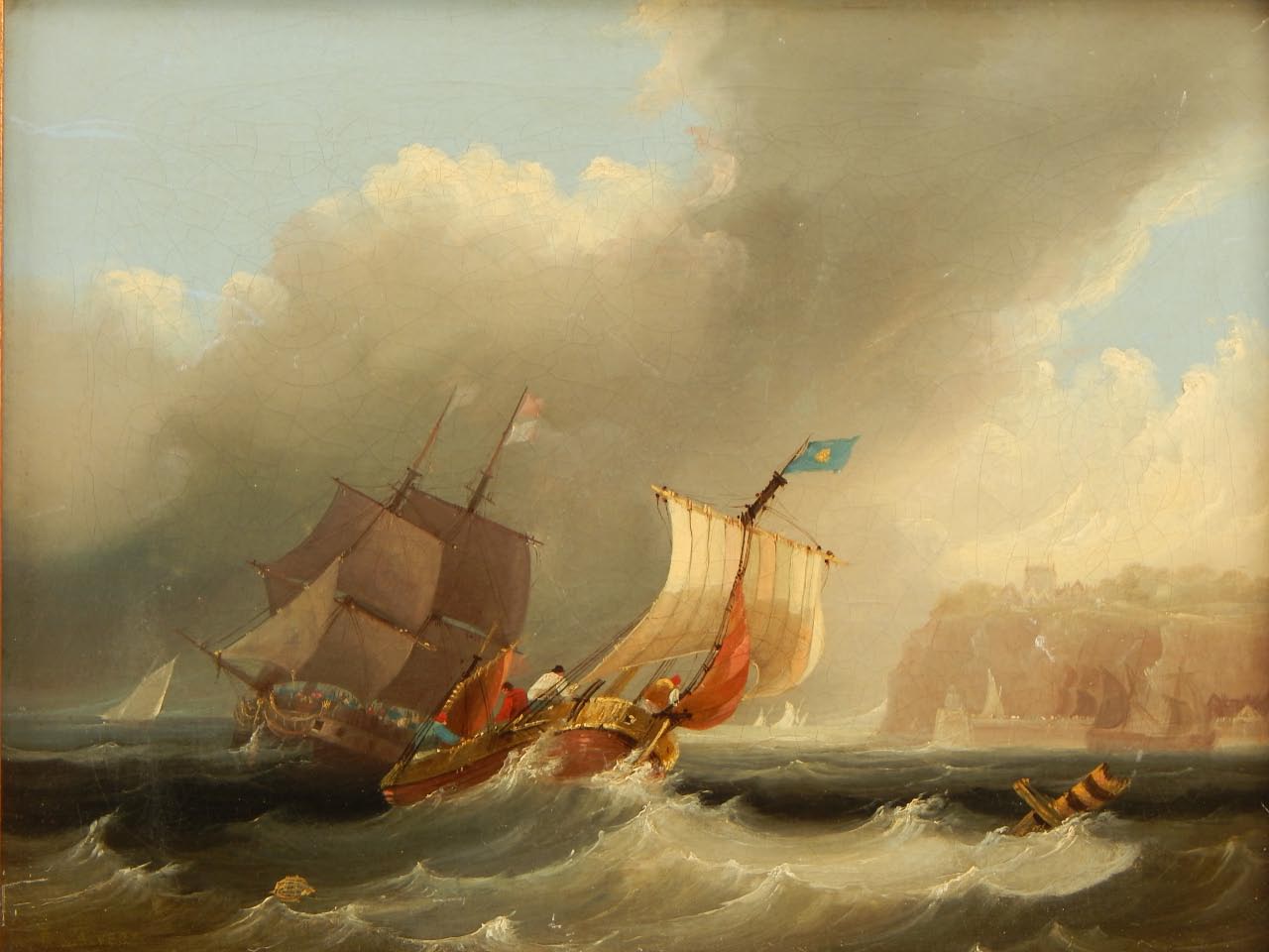 Appraisal: Frederick Calvert c - c Seascape with masted ships in