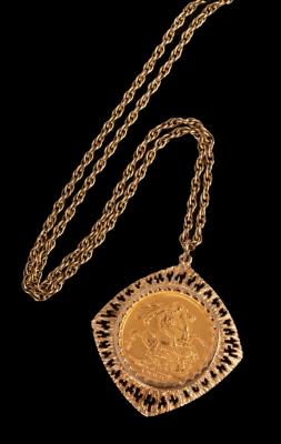 Appraisal: A Victorian gold sovereign mounted in a pierced ct yellow