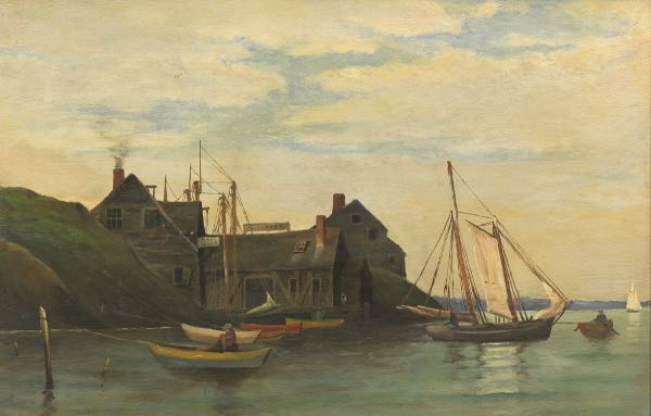 Appraisal: AMERICAN SCHOOL TH CENTURY x Tucker's Wharf Marblehead Oil on