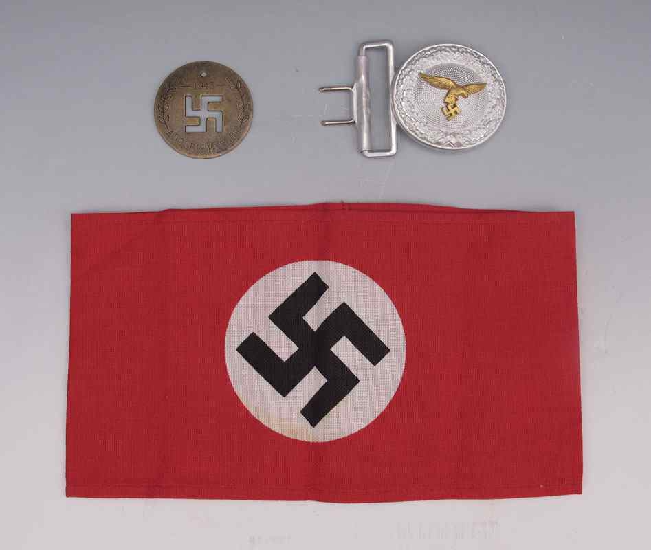 Appraisal: GERMAN LUFTWAFFE ALUMINUM BUCKLE ARMBAND AND TOKEN To include Aluminum