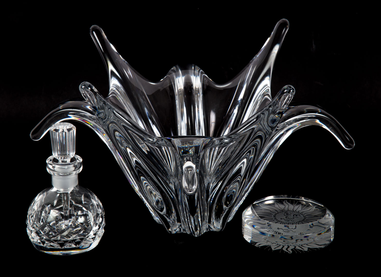 Appraisal: Two Baccarat and Waterford crystal objects Baccarat star vase in