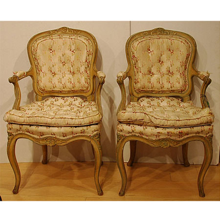 Appraisal: Set of Four Continental Rococo Painted Armchairs Estimate -