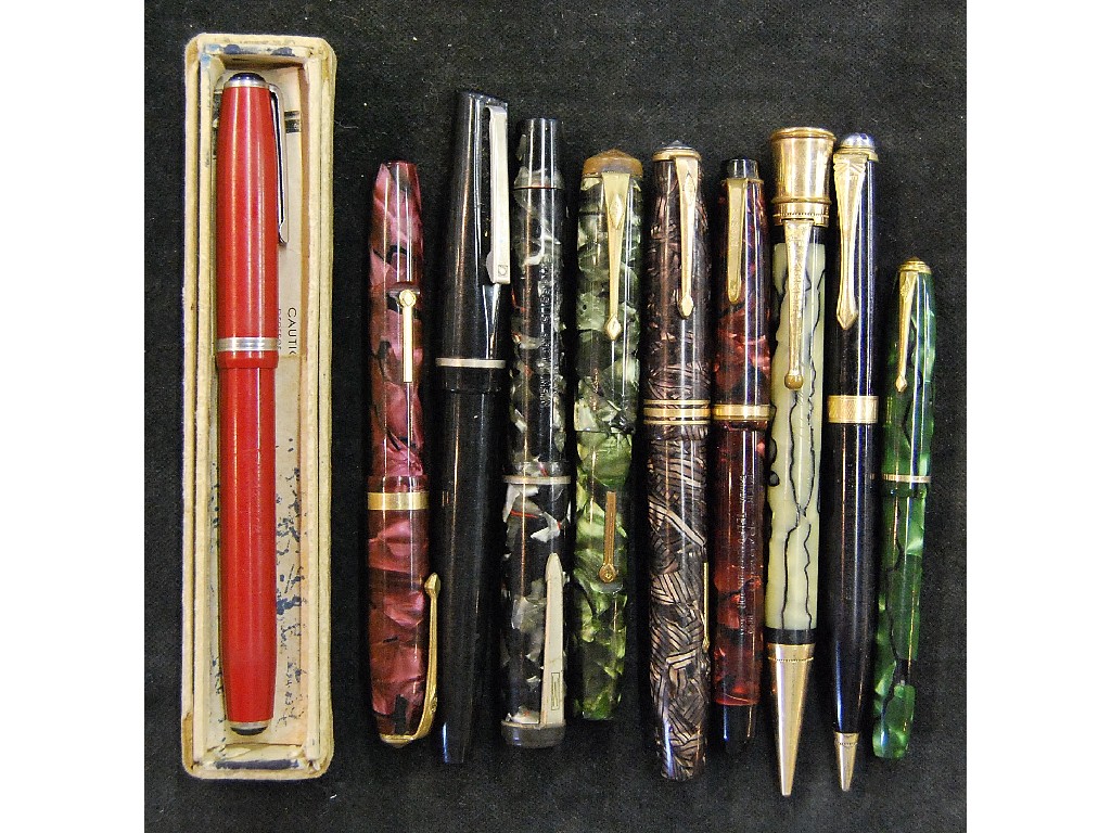 Appraisal: Seven various marbled fountain pens and pencils two other various