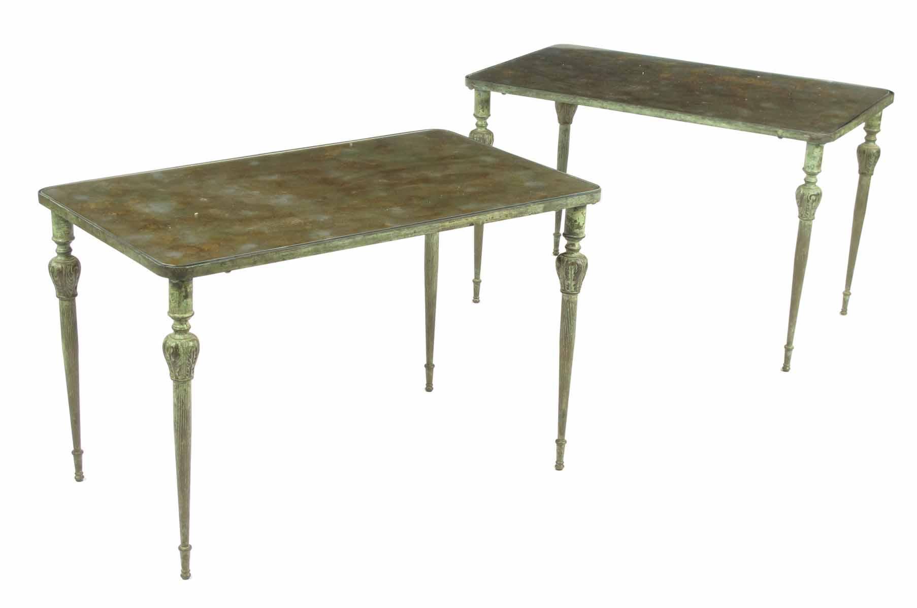 Appraisal: A pair of green patinated bronze rectangular low tables