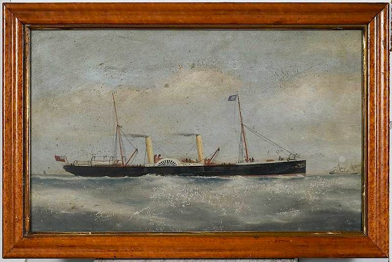 Appraisal: American or British Maritime Painting th century British Paddle Steamer