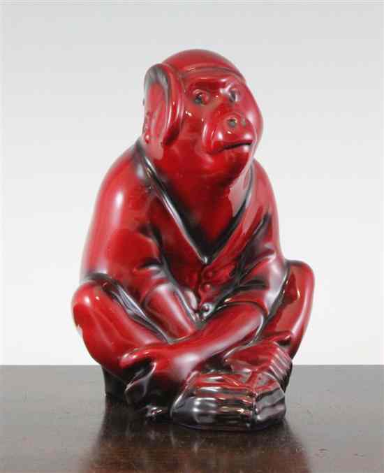 Appraisal: A rare Royal Doulton flambe seated figure of a monkey