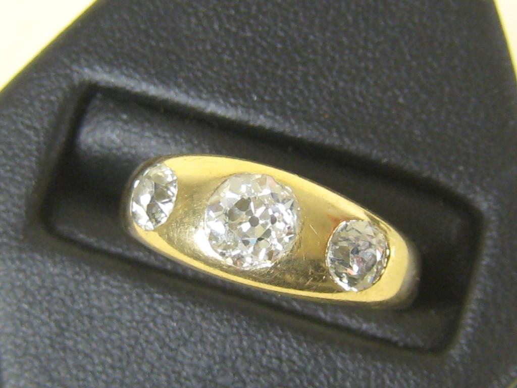 Appraisal: A three stone Diamond Ring the graduated old-cut stones approx