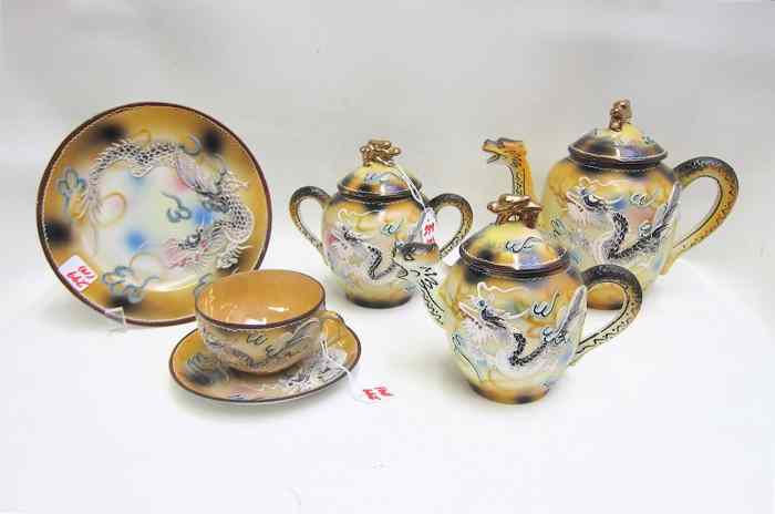 Appraisal: JAPANESE MORIAGA PORCELAIN TEA SET hand enameled in a raised