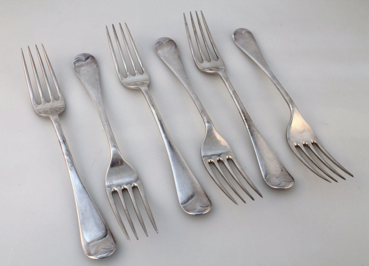 Appraisal: A set of six George V silver table forks by