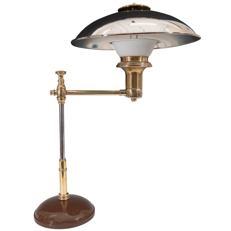 Appraisal: SCANDINAVIAN TABLE LAMP IN CHROMED BRASS S Scandinavian mixed metal