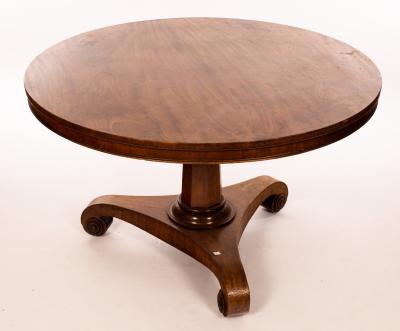 Appraisal: A Victorian mahogany tilt-top table the circular top on an