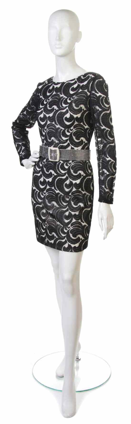 Appraisal: A Galanos Black and White Illusion Lace Dress with a