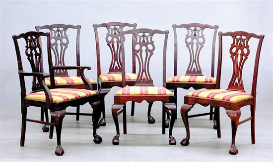 Appraisal: Set Chippendale style mahogany chairs English or American early th