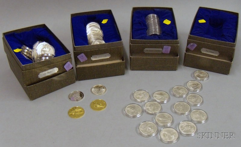 Appraisal: Approximately Sixty Sterling Silver Commemorative Coins a group of fifty-six