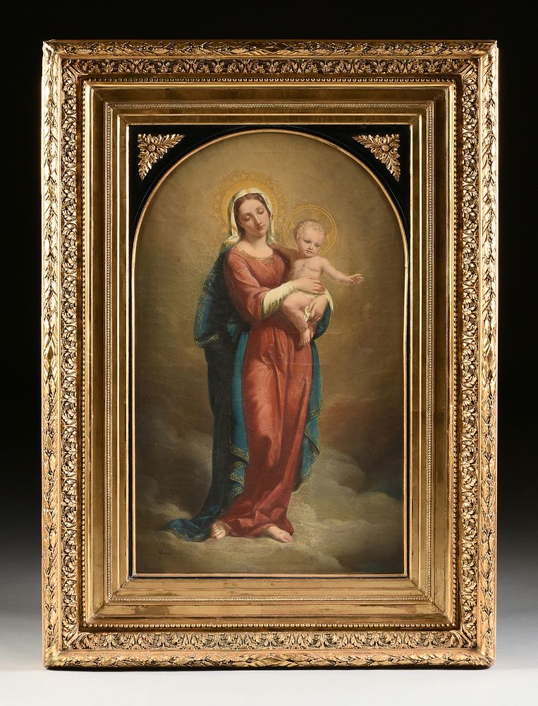 Appraisal: FRENCH SCHOOL A PAINTING Virgin of the Clouds with Infant