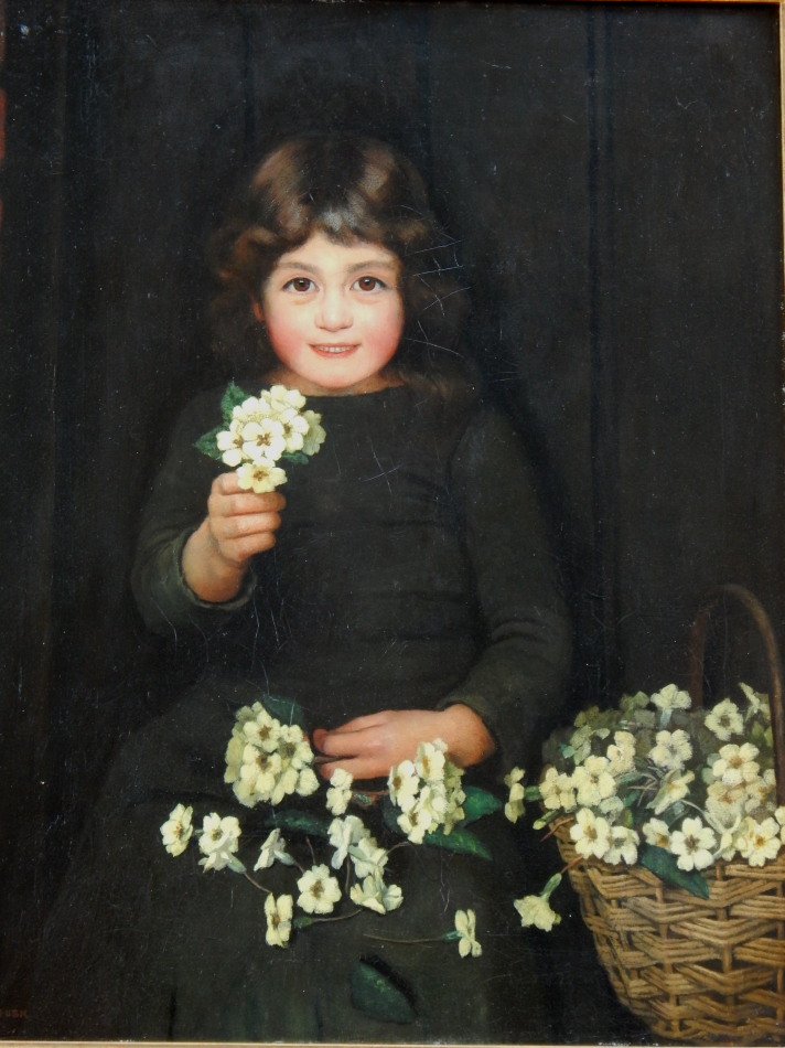 Appraisal: William Busk th thC The Primrose Seller oil on canvas