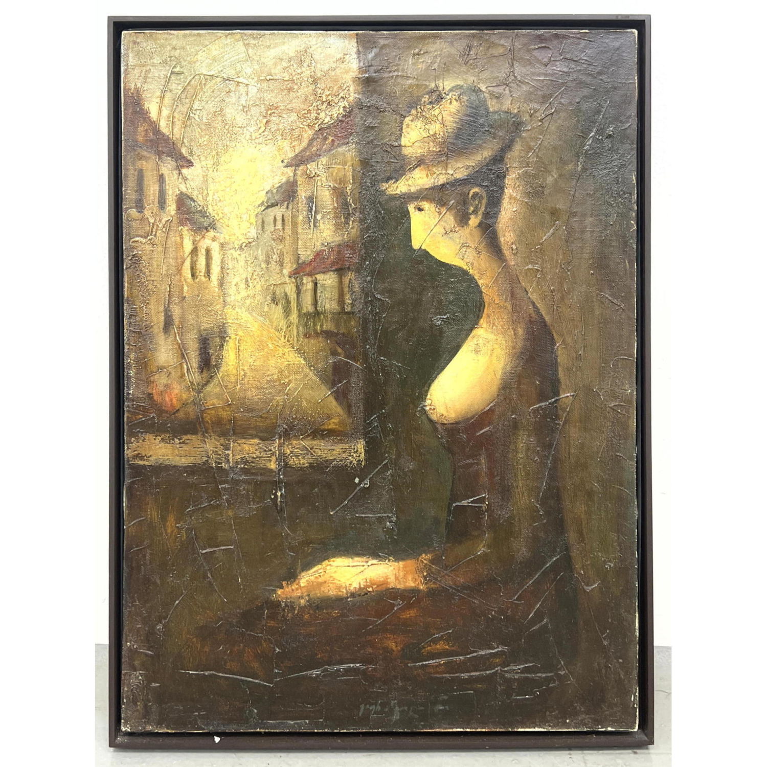 Appraisal: Y OKHA Painting on Canvas Seated figure Dimensions H inches