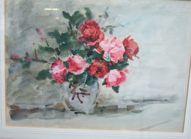 Appraisal: English School th century Still life of Roses watercolour cm