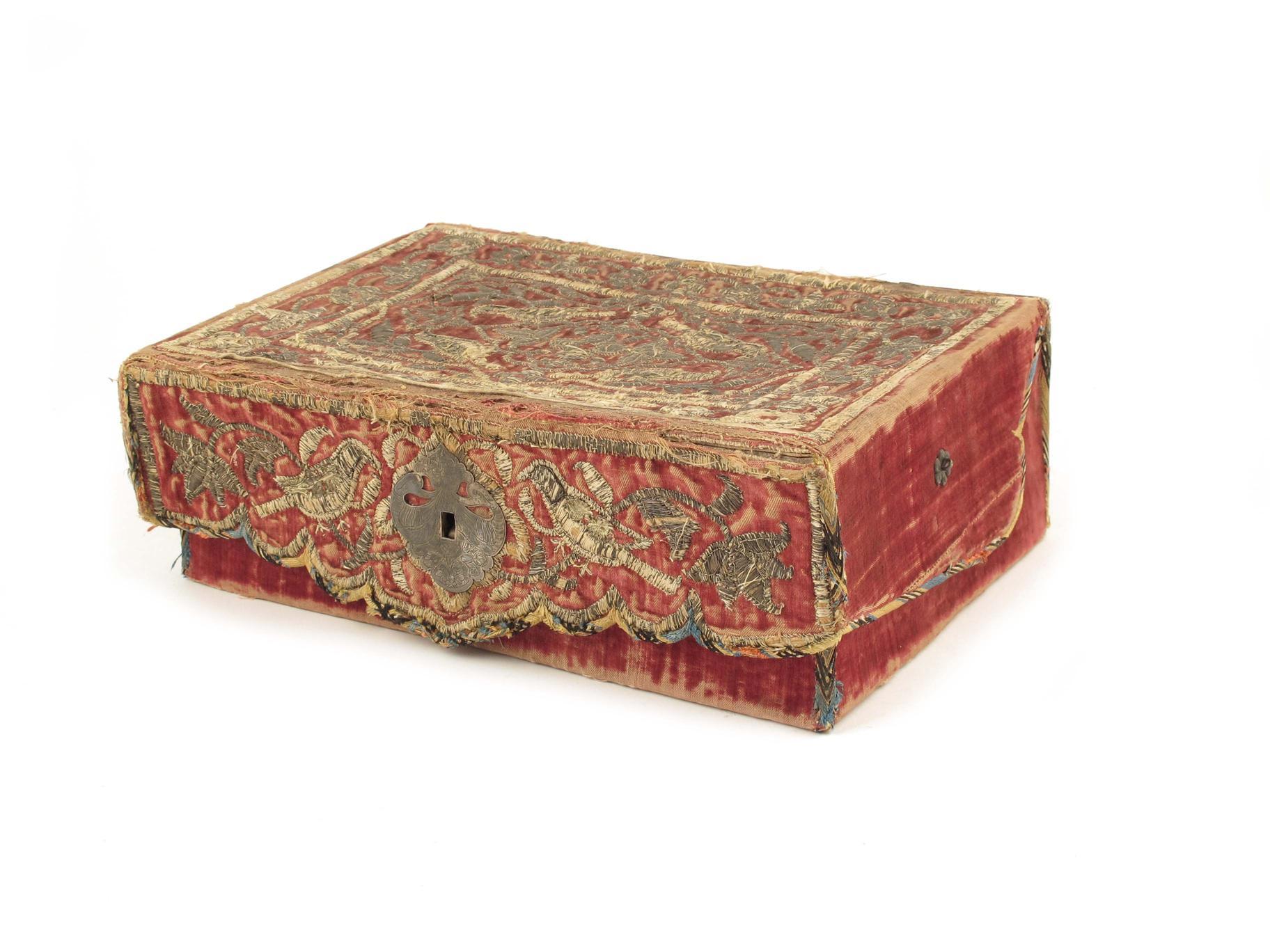 Appraisal: A th century Persian embroidered koran box