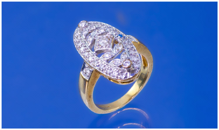 Appraisal: ct Gold Diamond Cluster Ring Round Brilliant Cut Diamonds Pave