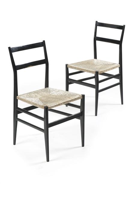 Appraisal: GIO PONTI FOR CASSINA SIX 'LEGERRA' CHAIRS DESIGNED lacquered ash